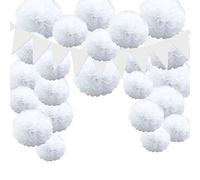 25 Pièces Decoration Blanche pour Mariage, FORMVERSITY Decoratif Papier Fleur Pompoms, Décoration Anniversaire Fille, Décoration pour Mariage Anniversaire Fête et Baby Showers