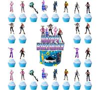 25 Pièces Décoration Gâteau D'anniversaire Fortni Gâteau Décoration Joyeux Anniversaire Gâteau Tops pour les Amateurs de Jeux Vidéo Vieux Garçons et Vieilles Filles