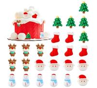 25 Pièces Décoration pour Cupcakes de Noël 5 Modèles, 5 Pièces de Chaque Décorations pour Gâteaux à Motifs de Noël en Résine Convient pour Les Fruits, Glaces et Pâtisseries