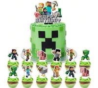 25 pièces Décorations de gâteau Minecraft convenant pour les décorations de fête, les anniversaires, les enterrements de vie de garçon et les gâteaux thème Minecraft. Inserts décoratifs pour gâteaux d