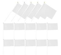 25 Pièces Drapeau de Signalisation, Poignée Plastique Blanche | Polyester et Plastique, Poignée Ergonomique Antidérapante, Usage Facile à Agiter, pour Courses et Marathons
