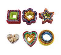 25 pièces emporte-pièce en plastique sûr presse à biscuits rond amour étoile carré fleur enfants ensemble de cuisson pour vacances anniversaire école fête décoration