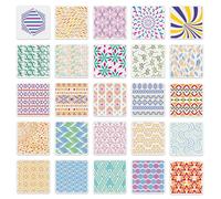 25 pièces Ensemble de pochoirs de peinture 15x15 cm Pochoirs réutilisables avec motifs géométriques, fleurs et vagues, modèles en plastique pour bricolage, murs, tissus, bois et scrapbooking