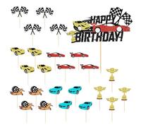 25 Pièces Inserts De Décoration De Voiture De Course, Inserts De Décoration De Voiture De Course Cupcake, Décorations De Fête De Voiture De Course Scintillantes, Fournitures D'Anniversaire