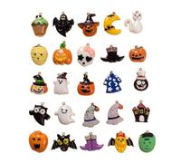 25 Pièces Miniatures Ornament De Halloween, Halloween Ornements Bricolage Pour Décoration d'Arbre, Résine Flatback Hallowee Embellissement Charmes Citrouille Fantôme Araignée Crâne Château Résine