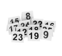 25 Pièces Numéro de Table Acrylique V 1 à 25 Double Face | Blanc, Bords Givrés et Coins Arrondis, Base Plate Stable, Usage pour Tables de Restaurant et Événements