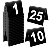 25 pièces numéros de table 1-25, chevalets de table numérotés double face en acrylique, cartes en plastique pour mariage, réception, fête, banquet (Noir)