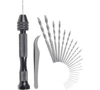 25 Pièces Perceuse à Main Hand Drill, Mini Perceuses à Main de Précision en Aluminium Mandrin Sans Clé, Kit Forets Hélicoïdaux Twist 0,5-3,0 mm pour Bricolage, Modélisme, Noyer, Ambre