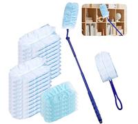 25 Pièces Plumeau Poussiere Recharge Kit pour Swiffer avec 1 Poignée et 1 Perche Télescopique, Recharges Plumeau Duster pour Nettoyer la Poussière la Saleté Les Poils Angles Morts Sanitaires
