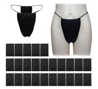 25 Pièces Slips Jetables,Taille Unique String Jetable, Culotte Jetable Strings, Non Tissés String T Des Bains De Soleil De Massage De Salon,(Noir,A)