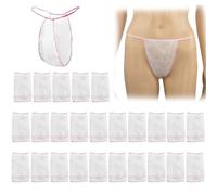 25 Pièces Slips Jetables,Taille Unique String Jetable, Culotte Jetable Strings, Non Tissés String T Des Bains De Soleil De Massage De Salon,(Blanc,B)