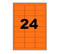 25 Planches de 24 Étiquettes FLUO ORANGE 63.5 X 33.9 mm = 600 Étiquette fluo pour marquage promotionnel étiquette prix solde Feuilles A4 autocollantes référence univers UGFLO21 code logiciel L7159