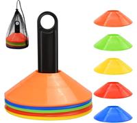 25 Plots de Marquage pour Football - Cônes d'Entraînement Multicolores avec Sac Filet | pour Slalom, Délimitation Terrain Exercices Sport Délimitation Entraînement Football Cônes de marquage Slalom