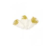 25 plumes pailletées blanches et dorées 7,5 cm pour décoration - Blanc - Taille Unique