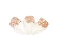 25 Plumes pailletées blanches et rose gold 7,5 cm