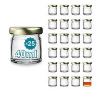 25 Pots à Confiture en Verre Vides 40ml- Bocaux en verre, Petit Pots, Bocaux pour Conserves et Confitures, Pot a Miel en Verre