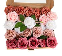 25 Roses Artificielles - Roses Fausse 29 x 25 x 5cm - avec Tiges - Bouquets DIY Mariage - pour Mariage, Saint-Valentin, Fête des Mères, Décoration (Magenta)