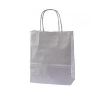 25 sacs kraft argent poigné torsadé 35+14x40 cm