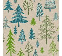 25 serviettes de table durable Into the Woods - arbres d'hiver bleu-vert 33x33cm