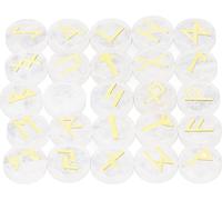 25 Stück runde Runensteine graviertes Symbol Stein Set für Yoga -Meditation und Urlaub vorhanden weißer Kristall