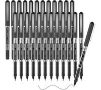 25 Stylos Roller À Encre Liquide Noir, Lot De Stylo À Encre Roller À Pointe Fine(0,5mm), Séchage Rapide Pour Ecriture Fluide Et Précise, Fournitures De Bureau Et D'ecole