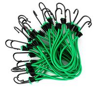 25 Tendeurs Elastique avec Crochet pour Remorque, Bache, Camping, Pavillon, Tente etc. | Petit Sandow Corde Élastique en Vert