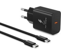 25 W USB C Mains Charger for Samsung Galaxy S25, S24, S23, S22, S21, S20+, FE, Ultra, A15, A54 5G, A55, A56, A34, A35, Note 20, 10, 9, with 1.5 m Cable, Super Fast Mains Adapter