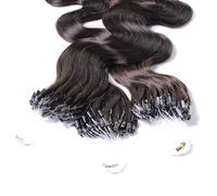 25 x 0.5g Extension cheveux à froid loops - 40cm, couleur #2 Chocolat foncé, ondulé