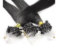 25 x 1g Extension cheveux à froid loops - 40cm, couleur #1 Noir foncé, lisse