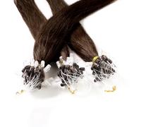 25 x 1g Extension cheveux à froid loops - 40cm, couleur #4 brun, lisse