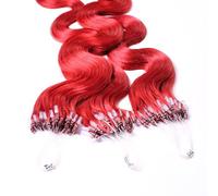 25 x 1g Extension cheveux à froid loops - 40cm, couleur #Rouge, ondulé