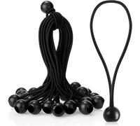 25 X Tarpaulin Bungees With Ball-Rubber Tension For Banners,Posters,Tents,Tarpaulins-Tent Bungees For Camping-Rubber Bungees (Black-25 Pieces)