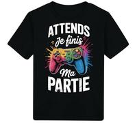 [25-XL] Cadeau Tee Shirt Ado Garcon Jeu Vidéo Gaming Geek Original Je Finis Ma Partie/T-Shirt Premium (Noir XL)