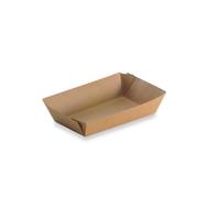250 Barquettes à Frites Rectangulaires en Carton Kraft Brun 13,6x8,5x5 cm 690 ml - Barquettes Bateau Économiques pour Restauration Rapide et Événements