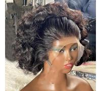 250% Densité Courte Lâche Vague Profonde Bob Wear And Go Sans Colle Perruque Brésilienne 360 Transparent Dentelle Frontale Perruque De Cheveux Humains