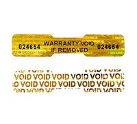 250 étiquettes en forme d'os avec hologramme de numéro de série, cachet de garantie adhésif 50x10mm (Or)