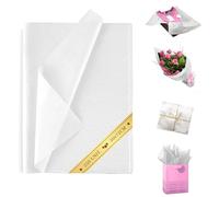 250 Feuilles de Papier de Soie Blanc 50x75 cm pour Emballage Fleuriste, Cadeaux, Déchiqueté, Colis, Décoration et Pompons