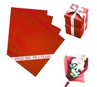 250 Feuilles de Papier de Soie Rouge Infini 50x75 cm | Papier Emballage Fleuriste, Emballage Cadeau, Papier Déchiqueté, Papier d'Emballage Colis, Décoration, Papier de Soie pour Pompons
