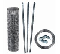 250 m clôture de protection contre la faune sauvage, clôture forestière, clôture de pâturage grillage noué 200/22/15 + poteaux + fil de tension