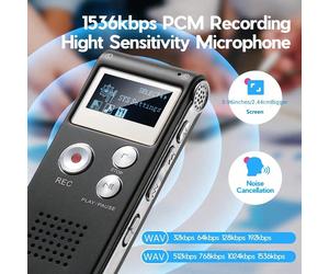 250 mAh Enregistreur vocal numérique, convient aux étudiants, enseignants, journalistes, nécessite un adaptateur/chargeur pour se connecter à un smartphone ou d'autres appareils Polychlorures de vinyl