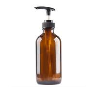 250 ml / 8,5 oz bouteilles en verre marron pompe distributeur de lotion récipient flacons vide bouteille avec pompe multifonction pour émulsion shampooing corps lavage bain douche articles