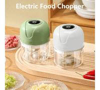 250 ml Hachoir électrique sans fil à oignon Mini broyeur d'ail avec cuillère à assaisonnement, trancheuse multifonctionnelle créative pour légumes et fruits, presse-purée, mélangeur de cuisine recharg