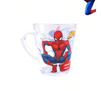 250 ml Tasse à brosse à dents anti-chute transparente Spider-Man officiellement sous licence Marvel. Tasse pour rince-bouche, lait, café, thé à la maison ou au bureau. Cadeau d'anniversaire pour coupl