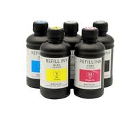 250 ML x 5 Encre de durcissement LED Compatible avec 1390 L800 1400 1410 1430 1500W R290 R330 L805 L1800 Printeurs Encre Universelle Compatible avec Les systèmes d'imprimante LED(5Bottle Soft)