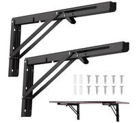250 mm Equerre Pliable, 2 Pièces Équerre Pliante Support Etagere Pliabl en Métal Pour étagères Charge Lourds Tablette Murale Rabattable pour Garage Cuisine Chambre