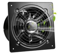 250 mm Extracteur d'Air, Ventilateur Mural 1750m³/h avec Clapet Anti-Retour Matériau Métallique, Prévention de l'Humidité et Refroidissement, pour Salle de Bain, Cuisine, Bureau, WC, Garage - Noir
