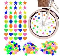 250 Pcs Perles Rayons Velo de Colorées, Perles Décoration Vélo Multicolores, Reflecteur Rayon Velo, Réflecteurs Accessoires et Décorations de Rayons de Vélo Colorées, Deco Velos (Rond/étoile/Cœur)