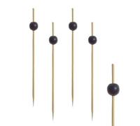 Papstar Piques apéro 11300 Grand – bambou déco boules – 250 pièces, 12,5 cm – Black Pearl