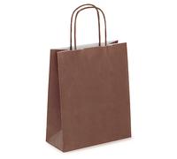 250 sacs kraft poigné torsadé chocolat 23+14x40 cm