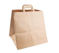 250 sacs kraft traiteur écrus poignées plates 32+21x27 cm